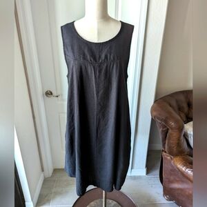 Simply Noelle Black Linen Blend Shift Mini Dress
